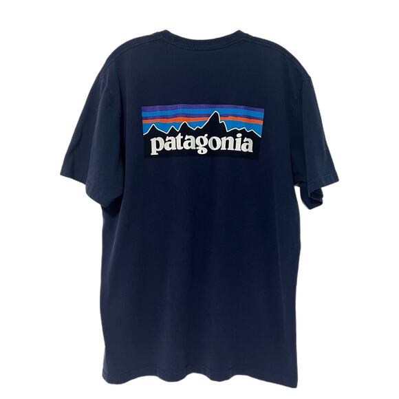 Patagonia Responsibili-Tee Mens Large Regular Fit Navy Blue Logo Graphic T-Shirt - Picture 1 of 12